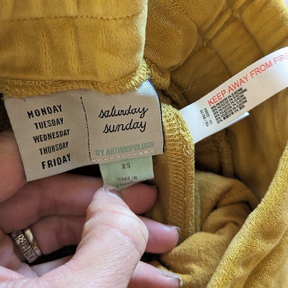 Anthropologie Saturday Sunday Merida Mustard Yellow Velvety Joggers XS - Picture 5 of 5